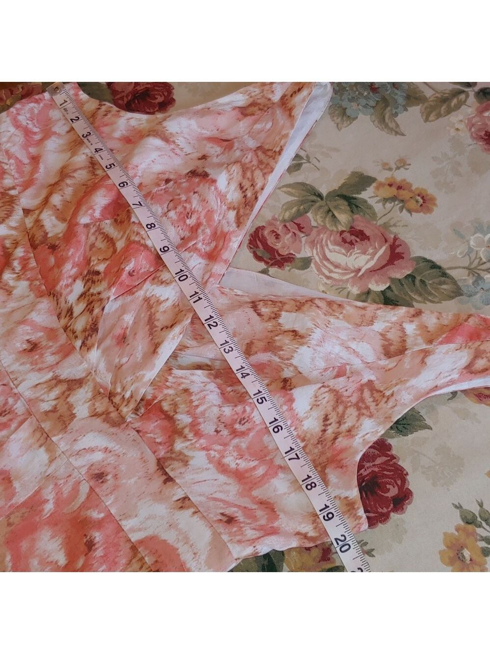 Lands' End New Cotton Floral Dress with Wrap V-Neck in Peach Multi size 14 NWT - Picture 11 of 16